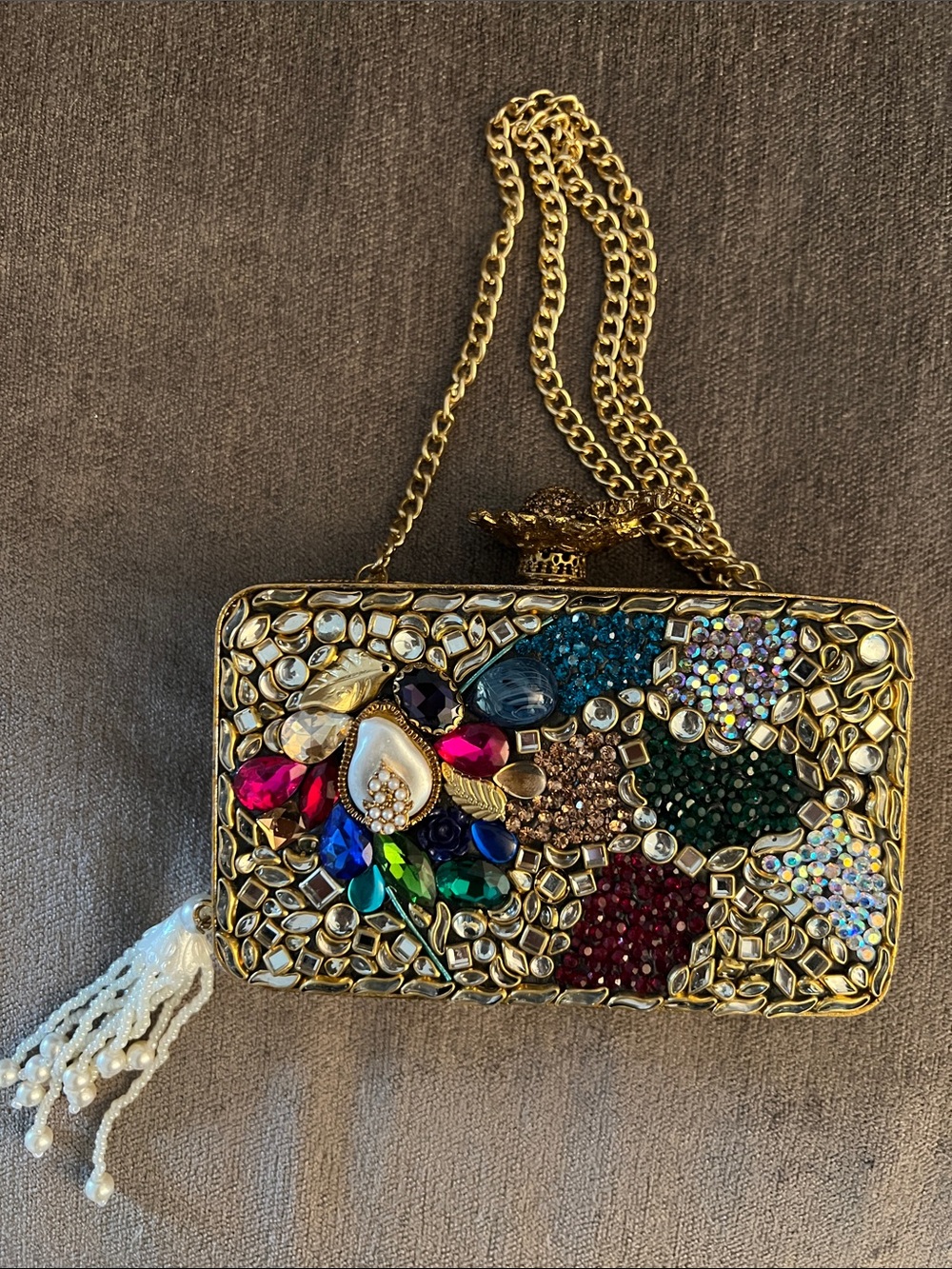 Embellished Multicolor Jeweled Evening Clutch